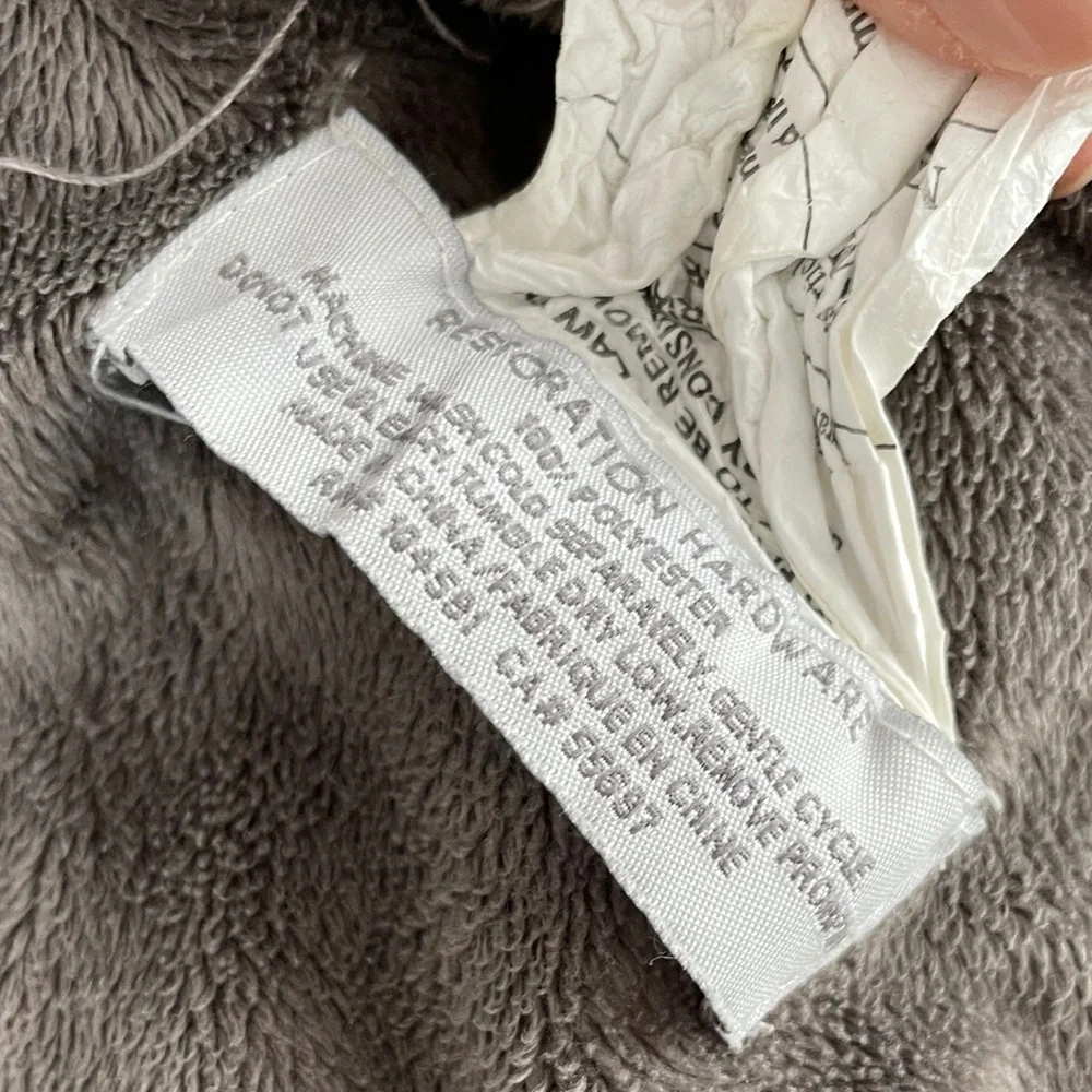 Restoration Hardware Plush Gray Throw Blanket